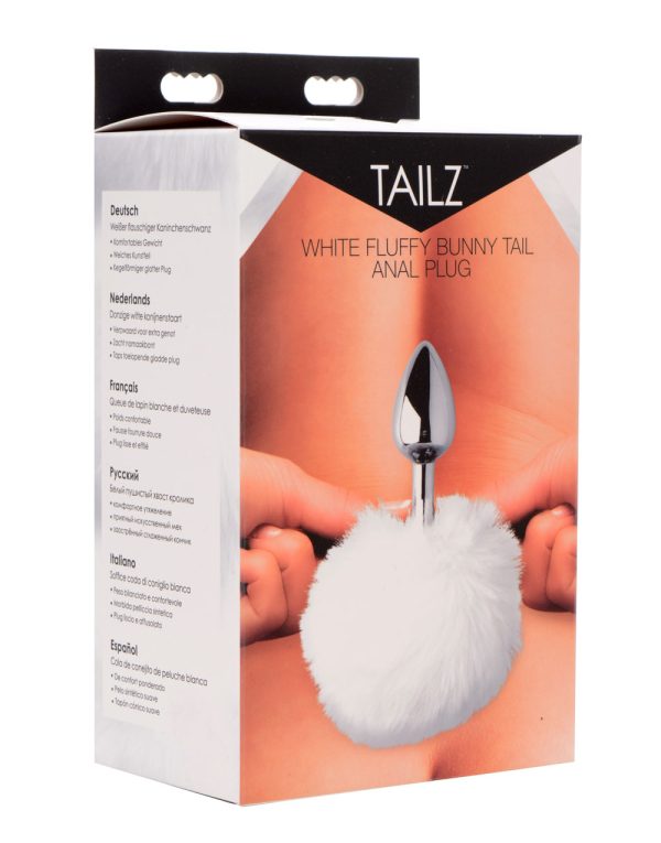 White Fluffy Bunny Tail Anal Plug - Image 2